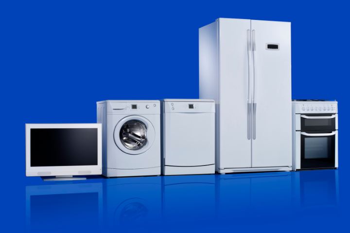 Household appliances staged for removal