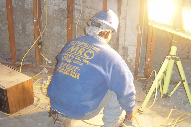MRC crew member working on an interior demolition site